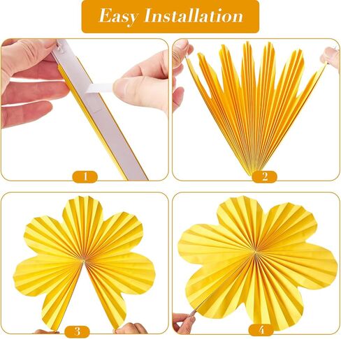Flower Party Decorations, Pink Yellow Hanging Paper Fans, Pink Paper Flowers Decorations for Wall, Classroom Floral Backdrop Decor in Kuwait