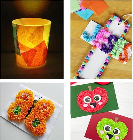 Exquiss 4800 Pcs Autumn Leaf Colors Fall Colors Tissue Paper Squares 1.2 Inch (12 Colors) for Fall Harvest Holiday Pompom St. Patrick's Day Craft Scrunch Art Tree Craft Leaf Art Paper Kids' DIY Craft in Kuwait