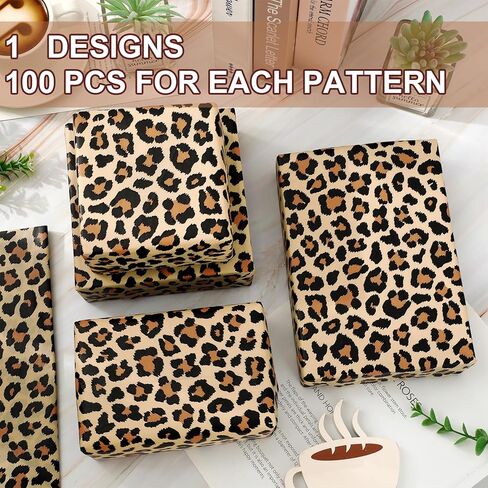 AnyDesign 100 ورقة طباعة الفهد المناديل الورقية هدية ورق التغليف ورقة الفهد البني طباعة سفاري الحيوان الفن الحرف هدية التعبئة لحفل زفاف عيد ميلاد عطلة ديكور DIY، 14 × 20 بوصة in Kuwait