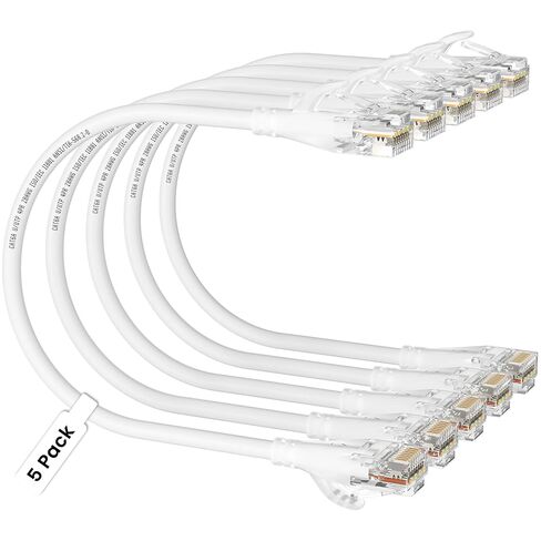 CableGeeker Cat6A Ethernet Patch Cable 3FT 5-Pack Black, Slim Cat 6a Network Cable with 10Gbps Speed, 550MHz, Pure Copper, 28AWG for High-Speed Internet Ethernet Cord in Saudi Arabia