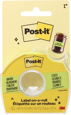 شريط Post-it Vital Orange Label على شكل لفة مع موزع شريط، 1 بوصة × 700 بوصة، صانع ملصقات رائع لإنشاء ملصقات لبرطمانات التوابل والمجلات in Kuwait