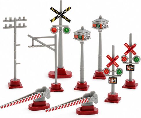 8 Pieces Miniature Traffic Signal Model Train Accessories Railroad Crossing Signs DIY Micro Landscape Light for Table Decoration in Kuwait