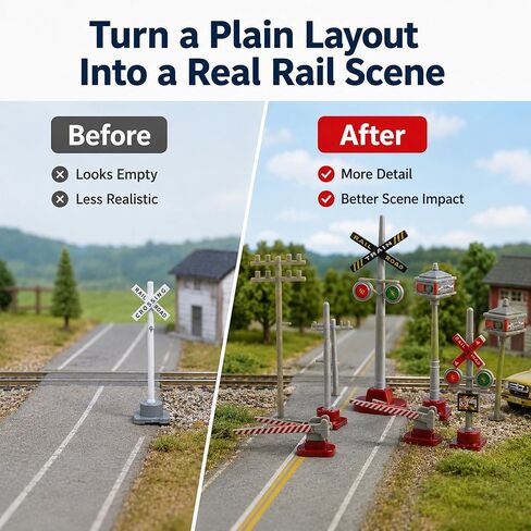 8 Pieces Miniature Traffic Signal Model Train Accessories Railroad Crossing Signs DIY Micro Landscape Light for Table Decoration in Kuwait