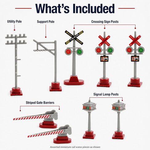 8 Pieces Miniature Traffic Signal Model Train Accessories Railroad Crossing Signs DIY Micro Landscape Light for Table Decoration in Kuwait