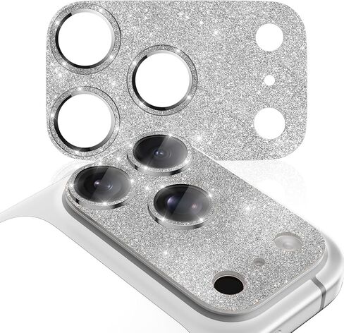 CloudValley for iPhone 17 Pro Max Camera Lens Protector Glitter - Bling Camera Cover with 9H [Anti-Scratch & Easy Install], Metal Ring Decoration Accessories, Glitter Silver in Saudi Arabia