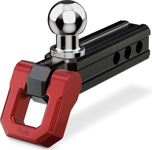 RENO Trailer Hitch, Aluminum Tow Hitch Compatible with 2 inch Receiver Hitch with 2" Ball Mount Fits 3/4" D-Ring Shackle or Soft Shackle - 6,000 LBS GTW (1 Pack, Red) in Kuwait