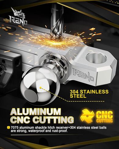 RENO Trailer Hitch, Aluminum Tow Hitch Compatible with 2 inch Receiver Hitch with 2" Ball Mount Fits 3/4" D-Ring Shackle or Soft Shackle - 6,000 LBS GTW (1 Pack, Red) in Kuwait