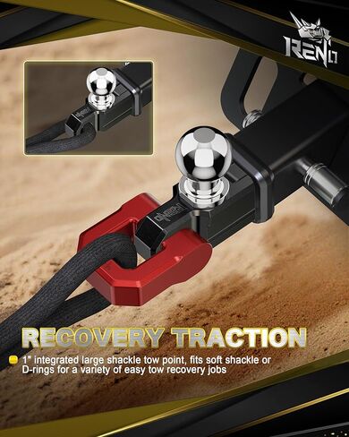 RENO Trailer Hitch, Aluminum Tow Hitch Compatible with 2 inch Receiver Hitch with 2" Ball Mount Fits 3/4" D-Ring Shackle or Soft Shackle - 6,000 LBS GTW (1 Pack, Red) in Kuwait
