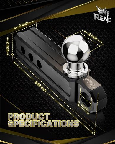 RENO Trailer Hitch, Aluminum Tow Hitch Compatible with 2 inch Receiver Hitch with 2" Ball Mount Fits 3/4" D-Ring Shackle or Soft Shackle - 6,000 LBS GTW (1 Pack, Red) in Kuwait