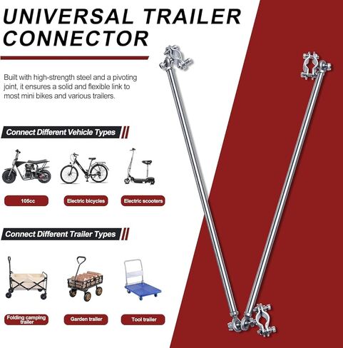 قضيب سحب مقطورة الدراجة الصغيرة من Oryxearth Universal، قضيب سحب العربة لتنظيف حديقة التخييم، متوافق مع FRP GMB100، Coleman B200، Monster (Mega) Moto MM-B80 MM-B105، XtremepowerUS 99cc in Kuwait