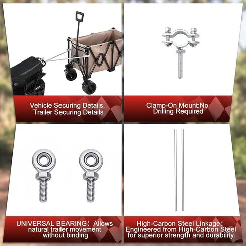 قضيب سحب مقطورة الدراجة الصغيرة من Oryxearth Universal، قضيب سحب العربة لتنظيف حديقة التخييم، متوافق مع FRP GMB100، Coleman B200، Monster (Mega) Moto MM-B80 MM-B105، XtremepowerUS 99cc in Kuwait