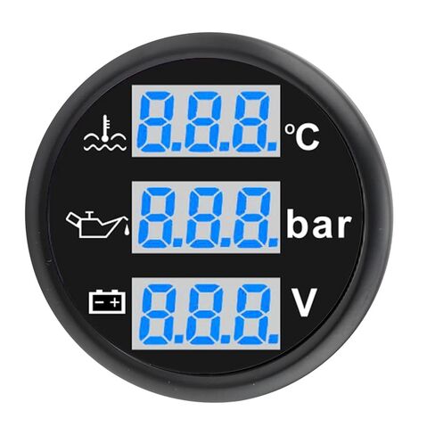 مجموعة Keenso Boat Triple Gage، مقياس ABS متعدد الوظائف مع شاشة زرقاء 52 مم، الفولتميتر لضغط الزيت بدرجة حرارة الماء، IP67 32 إلى 248 درجة فهرنهايت 0 إلى 10 بار للسيارة RV Truck Yacht Marine (غطاء فضي بقرص أبيض) in Kuwait