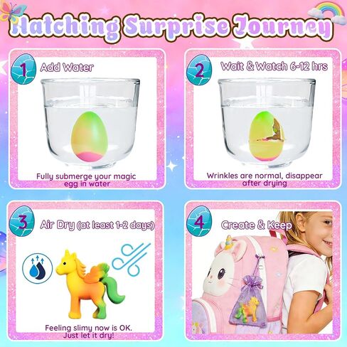 MOMUSE Hatching Unicorn Eggs for Kids 6PCS, Rainbow Surprise Eggs with Mini Unicorns & Butterflies & Reusable Charm Pouches, Blind Box Craft Kits for Kids 3-5, Birthday Gift for Girls Boys 3 4 5 6 7 8 in Kuwait