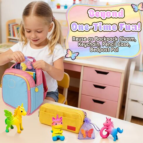 MOMUSE Hatching Unicorn Eggs for Kids 6PCS, Rainbow Surprise Eggs with Mini Unicorns & Butterflies & Reusable Charm Pouches, Blind Box Craft Kits for Kids 3-5, Birthday Gift for Girls Boys 3 4 5 6 7 8 in Kuwait