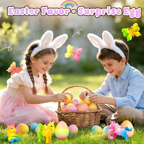 MOMUSE Hatching Unicorn Eggs for Kids 6PCS, Rainbow Surprise Eggs with Mini Unicorns & Butterflies & Reusable Charm Pouches, Blind Box Craft Kits for Kids 3-5, Birthday Gift for Girls Boys 3 4 5 6 7 8 in Kuwait