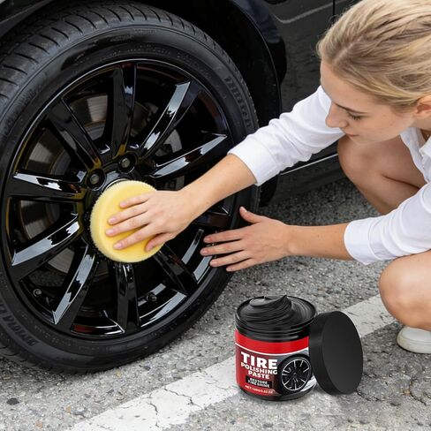 2pcs Car Tire Shine with Sponge,Tire Coating Paste, Tire Polishing Paste,Car Tire Shine for Trucks Sedans RVs SUV in Kuwait