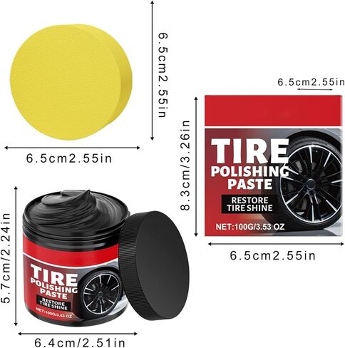 2pcs Car Tire Shine with Sponge,Tire Coating Paste, Tire Polishing Paste,Car Tire Shine for Trucks Sedans RVs SUV in Kuwait