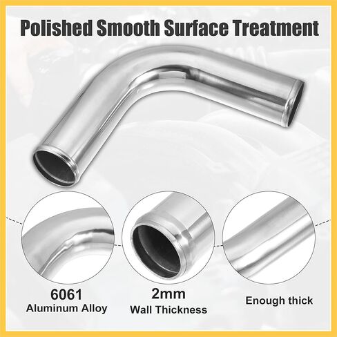 OD 3.15" 80mm Leg Length 6" 152mm Car Aluminum Alloy Tube Intercooler Pipe 90 Degree Bend Elbow Air Intake Joiners Tubing - Pack of 1 Auto Replacement Parts in Kuwait