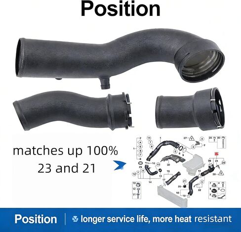 Air Intake Inlet Tube Pipe Hose Kit Compatible with June 2011+ F10 F12 F13 535i 640i 740i 740Li N55 3.0L, Aluminum, Intercooler Pipe, Increases Horsepower, Improve Turbo Response and Less Turbo Lag in Kuwait