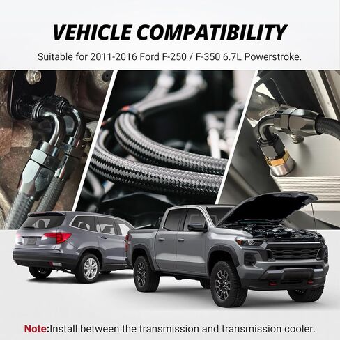 مجموعة خطوط تبريد ناقل الحركة EVIL ENERGY لـ 2011-2016 Ford 6.7L Powerstroke، خرطوم 8AN CPE لناقل الحركة 6R140، استبدال OEM BC3P-7H420-BH in Kuwait