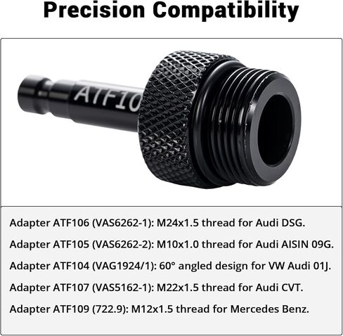 10PCS ATF Fluid Adapters Compatible with VW Audi 09G/01J/CVT/DSG & Benz 722.9 Transmissions - Replacement Kit (VAS6262-1, VAS6262-2, VAG1924/1, VAS5162-1)​ in Kuwait