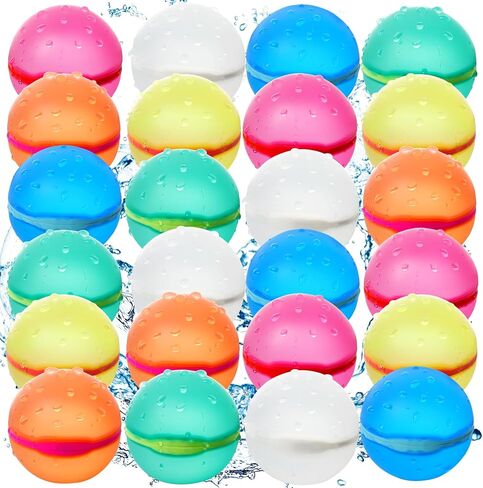 Reusable Water Balloons,Magnetic Self Sealing Quick Refill Water Balloons for Kids,Outdoor Summer Pool Beach Water Bomb Toys Refillable Used for Summer Party Favors Gifts (multicolor24) in Kuwait