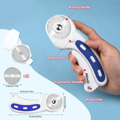 ZMAAGG Rotary Cutter Set - 45mm Rotary Cutter, 5 PCS Rotary Blades, A5 Cutting Mat, Rotary Cutter for Fabric, Crafting, Sewing and Patchworking in Kuwait
