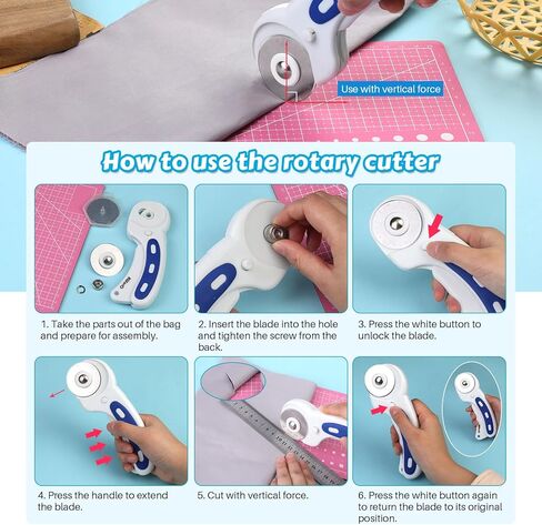 ZMAAGG Rotary Cutter Set - 45mm Rotary Cutter, 5 PCS Rotary Blades, A5 Cutting Mat, Rotary Cutter for Fabric, Crafting, Sewing and Patchworking in Kuwait