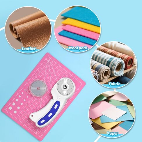 ZMAAGG Rotary Cutter Set - 45mm Rotary Cutter, 5 PCS Rotary Blades, A5 Cutting Mat, Rotary Cutter for Fabric, Crafting, Sewing and Patchworking in Kuwait
