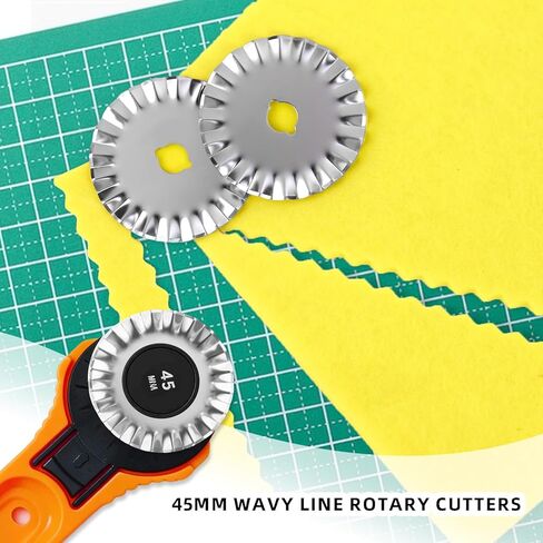 5 Pack 45mm Pinking Rotary Cutter Blades, Wavy Edge Replacement Blades for Fabric Quilting Sewing Scrapbooking, Decorative Circular Cutting Refills in Kuwait