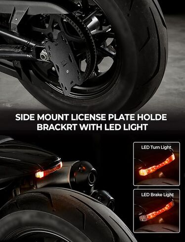 KEMIMOTO Motorcycle Side Mount License Plate Holder Bracket with LED Signal Tail Light Compatible with Sportster S RH1250 2021 2022 2023 2024 2025 Motorcycle License Plate Holder Mount Tail Tidy in Kuwait