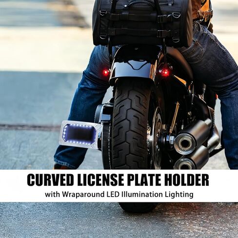 دعامة إطار لوحة ترخيص مثبتة على الجانب بإضاءة LED، تناسب 1986-2026 Harley-Davidson Softail مع نماذج Swingarm ونماذج الدراجات النارية الأخرى | ضوء LED ملفوف | جبل الجانب الأفقي in Kuwait
