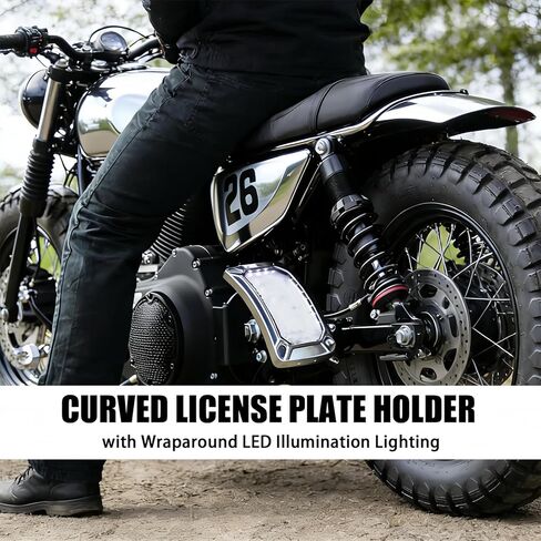 دعامة إطار لوحة ترخيص مثبتة على الجانب بإضاءة LED، تناسب 1986-2026 Harley-Davidson Softail مع نماذج Swingarm ونماذج الدراجات النارية الأخرى | ضوء LED ملفوف | جبل الجانب العمودي in Kuwait