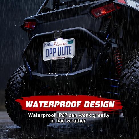 حامل لوحة ترخيص OPP ULITE UTV مع إطار لوحة ترخيص ATV من الألومنيوم خفيف لمركبة Polaris RZR Ranger Sportsman Marverick X3 Renegade DS Trailer Truck RV Boat Golf Cart Snowmobile، حزمة قطعة واحدة in Kuwait