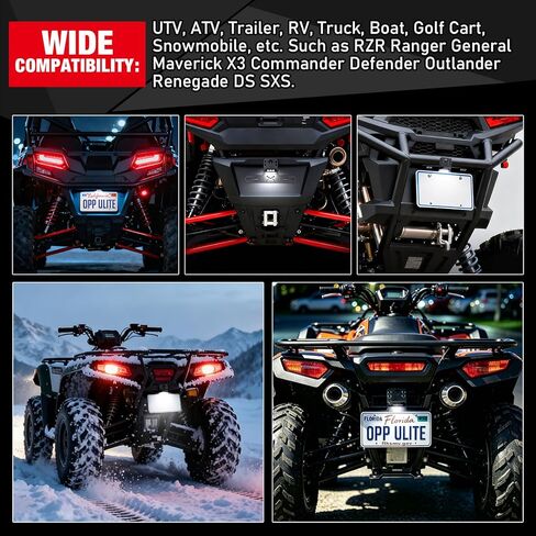 OPP ULITE ATV UTV License Plate Holder with Light, Aluminum License Plate Frame Universal for Polaris RZR Ranger Sportsman Marverick X3 Renegade DS Trailer Truck RV Boat Golf Cart Snowmobile,1PC Pack in Kuwait