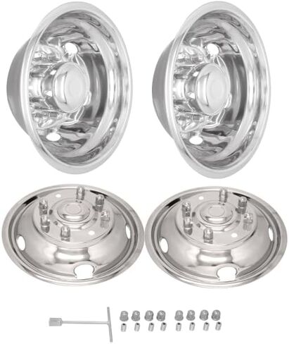 4 قطعة مجموعة 19.5 بوصة 8 Lugnuts 5 handholes hubcap لـ 1999-2002 Ford F450 F550 Truck الفولاذ المقاوم للصدأ عجلة المحاكاة in Kuwait