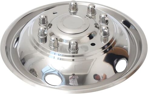 19.5 بوصة 10 عروة من الفولاذ المقاوم للصدأ المصقول Hubcaps 5 فتحات تهوية مجموعة محاكي العجلات مناسبة لشاحنات Ford F450/F550 ذات العجلات المزدوجة 2005-2025 (لا تناسب بيت متنقل RV) in Kuwait