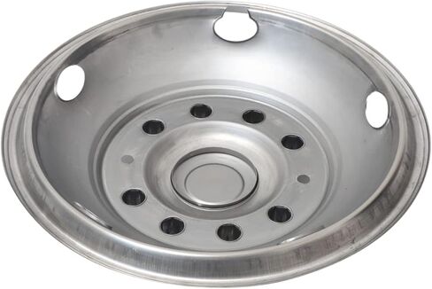 19.5 بوصة 10 عروة من الفولاذ المقاوم للصدأ المصقول Hubcaps 5 فتحات تهوية مجموعة محاكي العجلات مناسبة لشاحنات Ford F450/F550 ذات العجلات المزدوجة 2005-2025 (لا تناسب بيت متنقل RV) in Kuwait