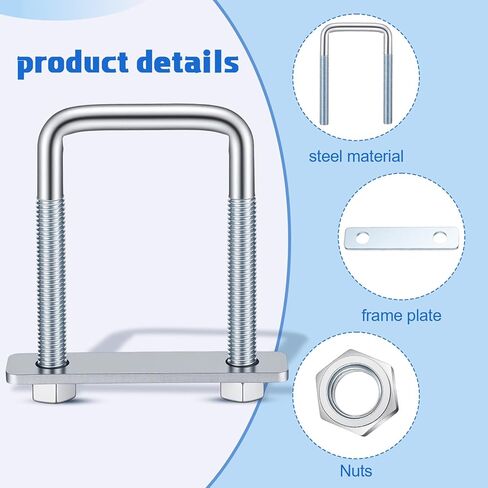 4 Pcs Square U-Bolt for Trailer Leaf Spring Clamp Set Fits 2-5/8" Wide Leaf Springs Locks Springs Together for Stability and Better Control of Axle Torque for Truck Boat Trailers in Kuwait