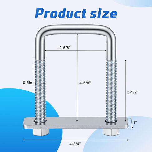 4 Pcs Square U-Bolt for Trailer Leaf Spring Clamp Set Fits 2-5/8" Wide Leaf Springs Locks Springs Together for Stability and Better Control of Axle Torque for Truck Boat Trailers in Kuwait