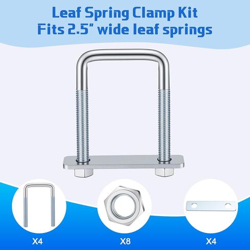 4 Pcs Square U-Bolt for Trailer Leaf Spring Clamp Set Fits 2-5/8" Wide Leaf Springs Locks Springs Together for Stability and Better Control of Axle Torque for Truck Boat Trailers in Kuwait