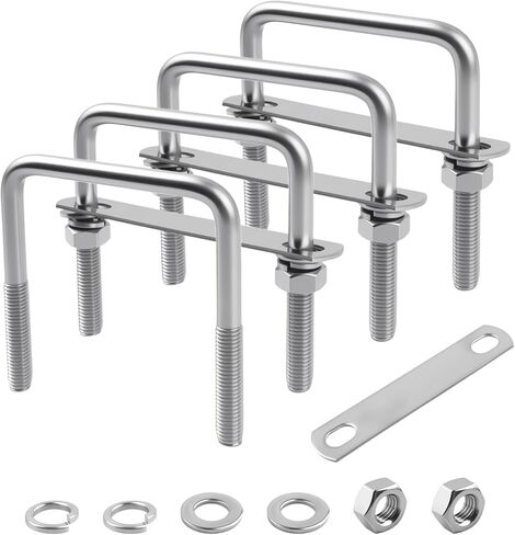 4PCS M10x80x100mm Square U Bolts 3 inch Wide,Stainless Steel Car U-bolts Kit Includes Nut/Spacer/Plate,Rustproof U Clamps Bolts Provide Tightness as Trailer Car Accessories in Kuwait