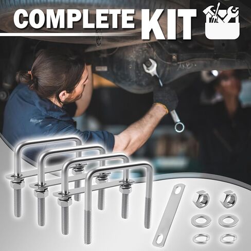 4PCS M10x80x100mm Square U Bolts 3 inch Wide,Stainless Steel Car U-bolts Kit Includes Nut/Spacer/Plate,Rustproof U Clamps Bolts Provide Tightness as Trailer Car Accessories in Kuwait
