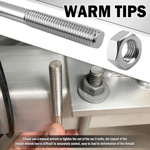 4PCS M10x80x100mm Square U Bolts 3 inch Wide,Stainless Steel Car U-bolts Kit Includes Nut/Spacer/Plate,Rustproof U Clamps Bolts Provide Tightness as Trailer Car Accessories in Kuwait