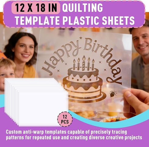 12 Pcs Quilting Template Plastic Sheets, 12 x 18 Inches, Translucent, Reusable Cutting Templates Sheets for Appliqué, Quilting & Sewing Templates in Kuwait