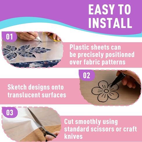 12 Pcs Quilting Template Plastic Sheets, 12 x 18 Inches, Translucent, Reusable Cutting Templates Sheets for Appliqué, Quilting & Sewing Templates in Kuwait