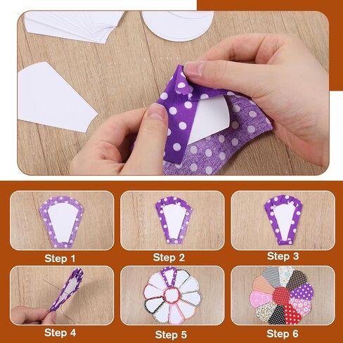 88 Pcs English Paper Piecing Flower Shape Paper Quilting Templates English Papers Piecing templates with Flat Round Patchwork Template Quilting Template for DIY Patchwork Sewing Crafts in Kuwait
