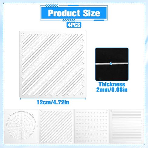 4 Pcs Acrylic Sashiko Stencil Dots Lines Arcs Slashes Drawing Template 4.7 x 4.7 Inch Geometric Sashiko Pattern Template Drawing Line Quilting Stencils for Hand Quilting Sewing Embroidery in Kuwait