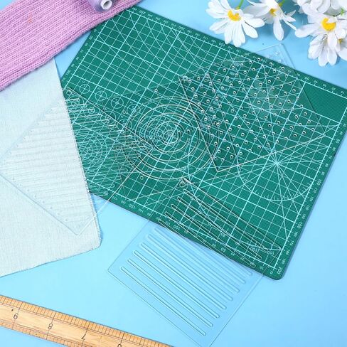 4 Pcs Acrylic Sashiko Stencil Dots Lines Arcs Slashes Drawing Template 4.7 x 4.7 Inch Geometric Sashiko Pattern Template Drawing Line Quilting Stencils for Hand Quilting Sewing Embroidery in Kuwait