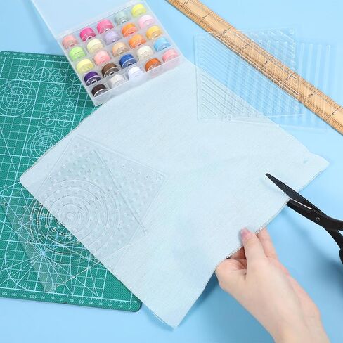 4 Pcs Acrylic Sashiko Stencil Dots Lines Arcs Slashes Drawing Template 4.7 x 4.7 Inch Geometric Sashiko Pattern Template Drawing Line Quilting Stencils for Hand Quilting Sewing Embroidery in Kuwait